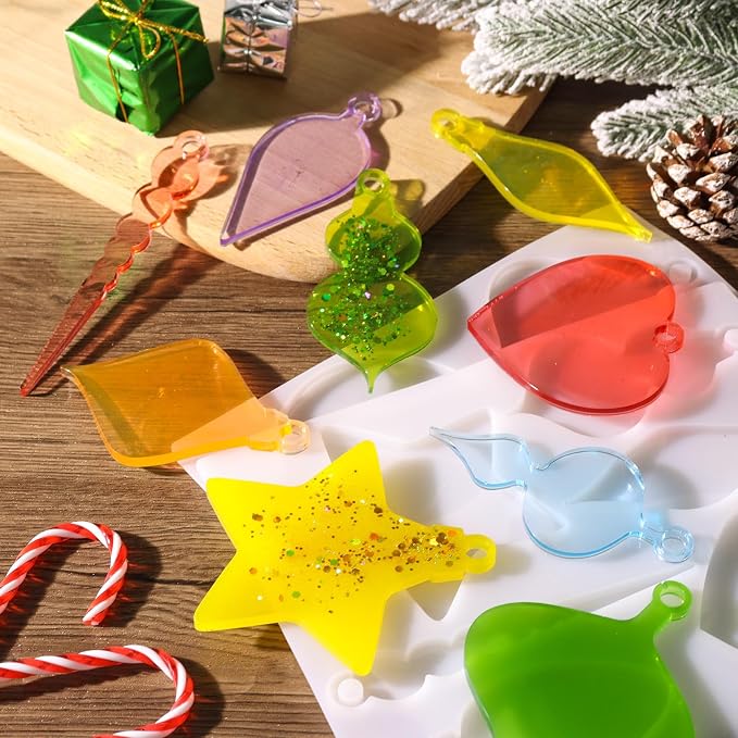 2 Pcs Christmas Pendant Silicone Molds, Christmas Epoxy Resin Molds, Xmas Ornament Resin Mold for DIY Art Craft, Jewelry Accessories, Xmas Pendant Decorations