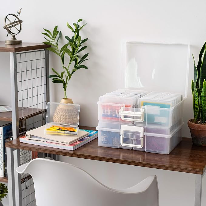 IRIS USA Photo Storage Box |Made in USA| 16 Cases - (2-Pack) - Clear