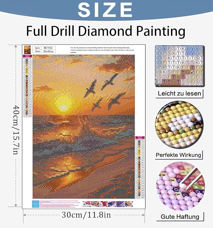 Benjenes Sunset Scenery Diamond Art Kits for Adults, Diamond Painting Kits