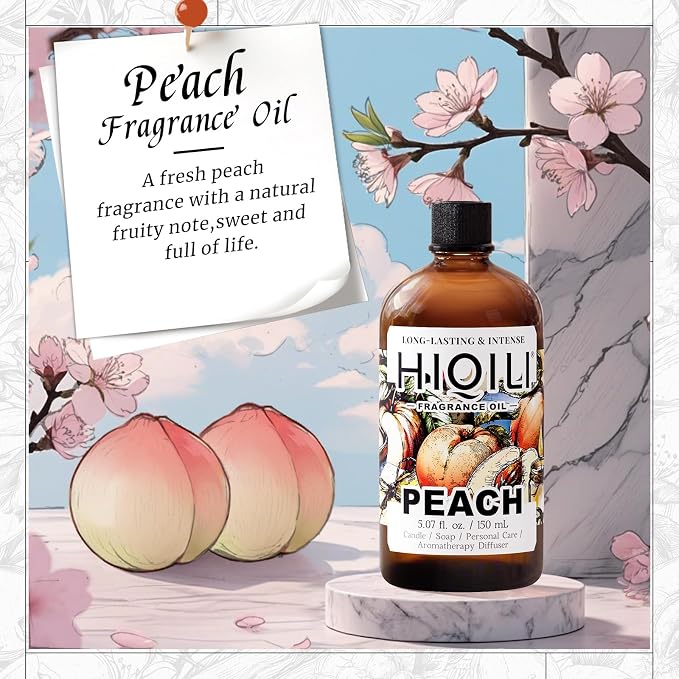 HIQILI Peach Fragrance Oil for Home Diffuser, Body Spray - 5.07 Fl Oz