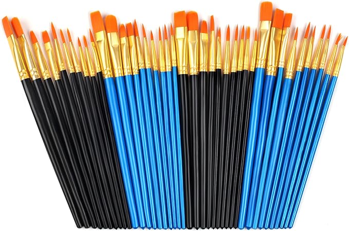 40 Pcs Paint Brushes, Acrylic Painting Brush Set, Watercolor Brushes, Acrylic Brushes for Oil Watercolor, Miniature Detailing, and Rock Painting