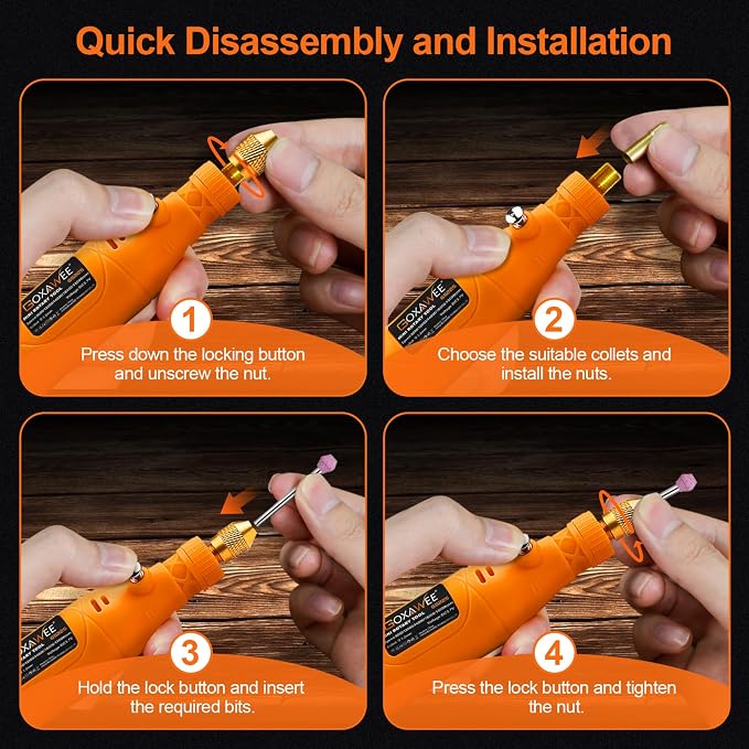 GOXAWEE Mini Cordless Rotary Tool Kit, 105Pcs Small Grinder Drill Set
