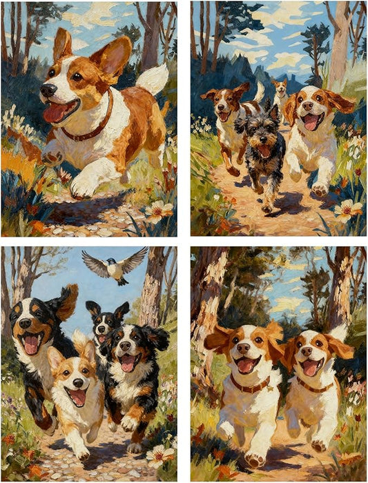 DOTSOPS 5D 4 Pack Dog Diamond Painting Kits for Adults Diamond Art Kits | Crafts DIY Round Full Drill Painting,Gem Art for Beginner,Home Wall Decor Gift 11.8 x 15.7 Inches