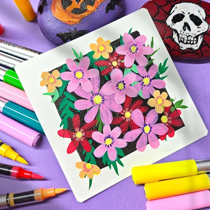 Artecho Automatic Ink Control Acrylic Paint Markers 48 Colors Brush Tip