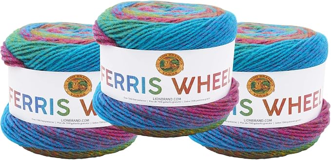 Lion Brand Yarn, Ferris Wheel Crochet Yarn, Sprinkles, Multicolor, 3 Pack