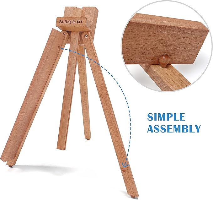 Beechwood 25" Tabletop Easel Display Stand for Painting | Holding Canvas Up to 22 1/2 Inches High, A-Frame Artist Tripod with Rubber Feet, Portable Photo and Sign Holder