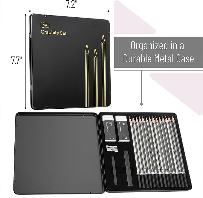 Mr. Pen- Drawing Sketching Pencil Set, 19 pcs, Graphite Pencils (10B-6H) | Graphite Sticks, Erasers, Metal Sharpener, for Drawing, Sketching, Shading & Art Projects