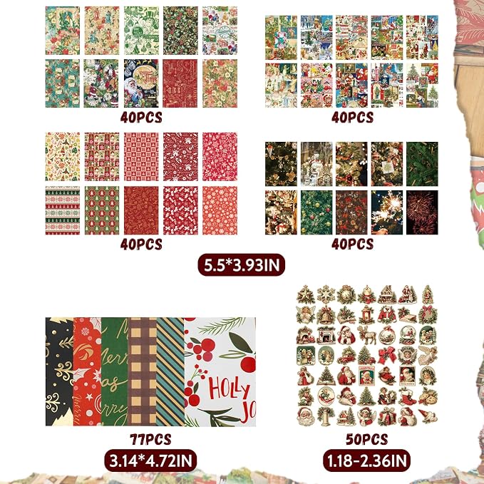 DOLEEYAE 287pcs Vintage Junk Journal Kit, Scrapbook Paper & Stickers
