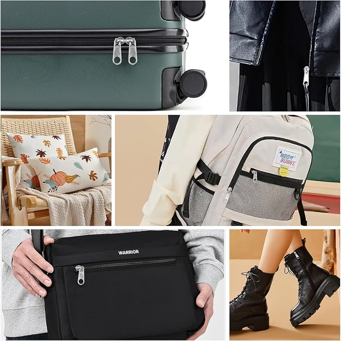 DOITEM 25Pcs Silver Zipper Repair Kit Zippers Replacement 3# Zipper Pull Rescue Kit for Clothing Jackets Purses Luggage Backpacks