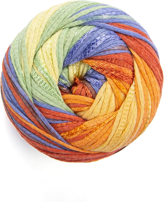 YarnArt Symphony Dream Cotton Yarn -%80 Cotton%20 Viscose Rainbow Multicolor Crochet Knitting Yarn - Suitable for All Blouses, Dresses, Shawls, Bags, Hats - 273 Yards, 3.52 Oz (1 Skein) (3103)