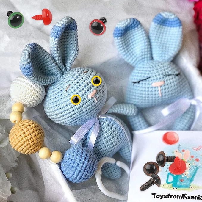 Fulasiteu 1100PCS Safety Eyes and Noses, Amigurumi Safety Eyes for Crocheting, Colorful Doll Crochet Eyes with Washers for Plush Animal, Crochet Toy, Stuffed Doll and Teddy Bear (Various Sizes)