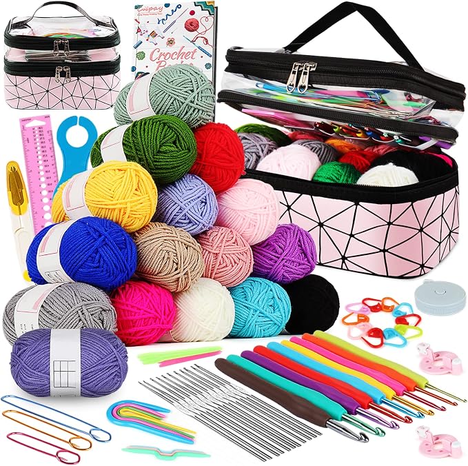 Coopay Crochet Kit for Beginner, Crochet Starter Kit with Portable Case | Complete Beginner Crochet Kits for Kids Adults with Easy-to-Follow Tutorial-Learn-to-Crochet Set, Ideal Gift for Women &Girls