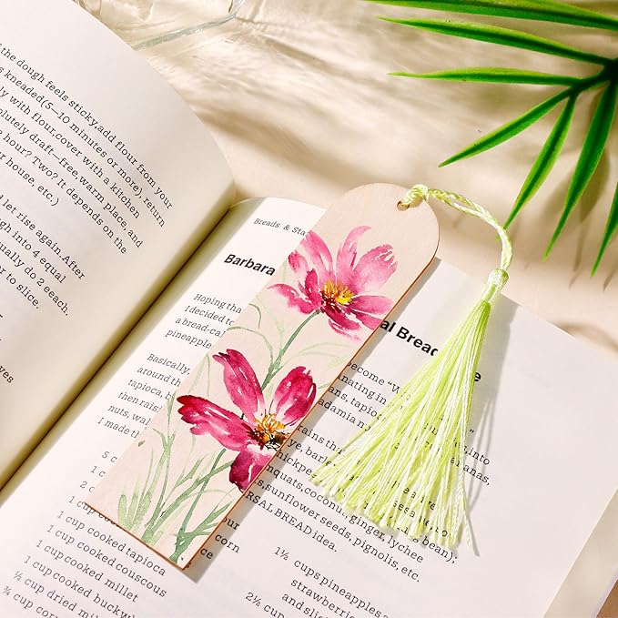 50 Pcs Wooden Bookmarks, Unfinished Wooden Bookmarks with 50 Pcs Tassels, DIY Blank Wood Bookmark for DIY Art Crafts, Birthday Gifts, Christmas Party Decoration (Arch Shape)