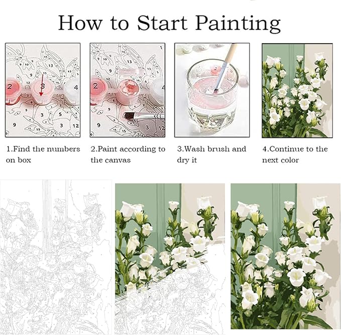 ZRIZQ Flowers Paint by Numbers Kit for Adults Beginner,Lily,16x20