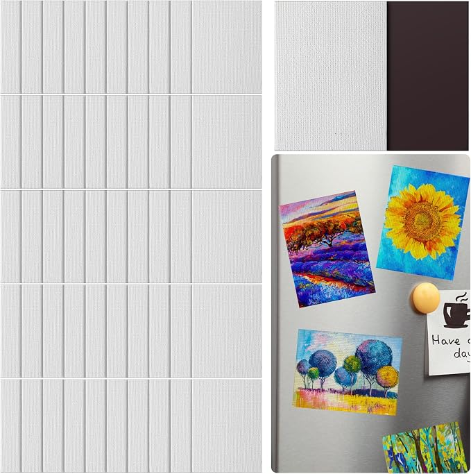 Engrowtic 50 Pcs Magnetic Painting Canvas Panels, 3 x 4 in, Rectangle