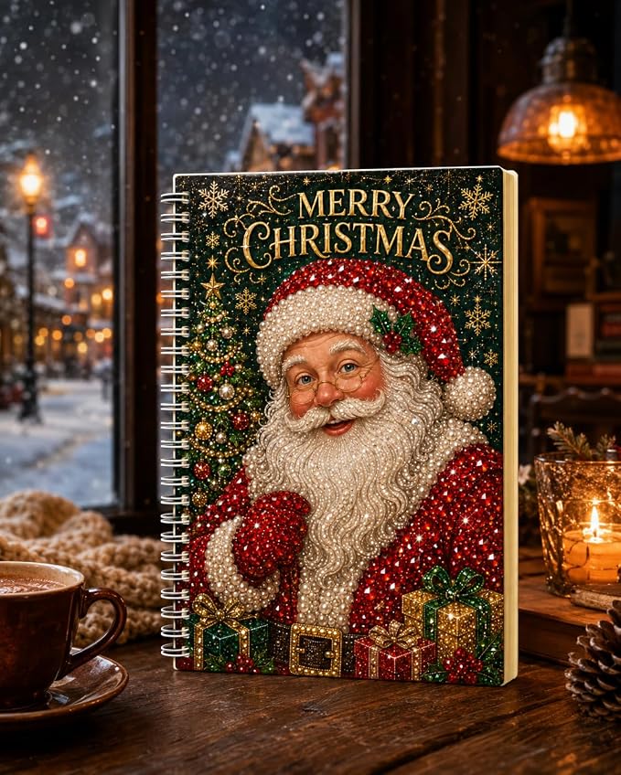 100 Pages DIY Christmas Pearl Diamond Art Painting Notebook，Style A