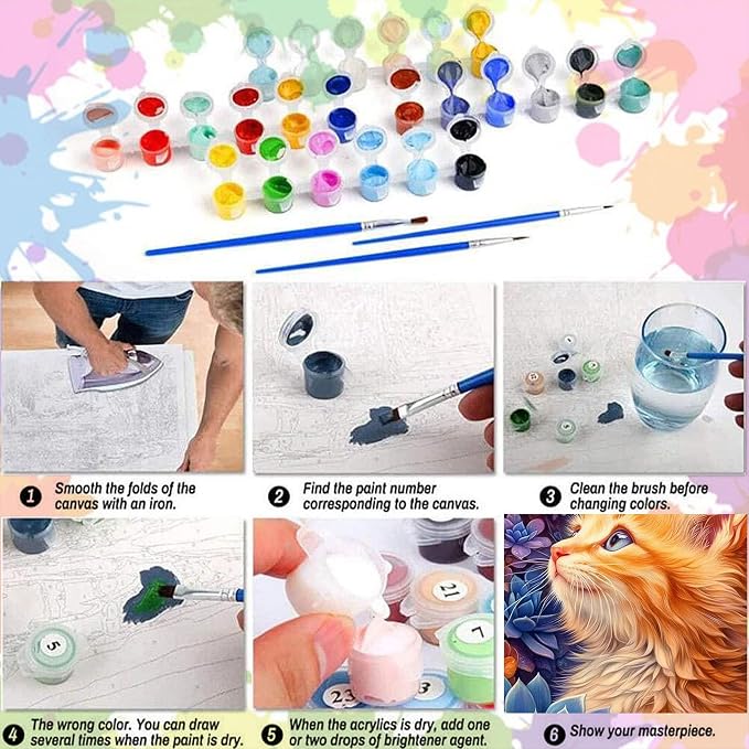 Arttoplus Cat Paint by Numbers Kit for Adults Beginner 16x20 inch | Animal Adult Paint by Number Kits on Canvas, DIY Acrylic Oil Painting by Numbers for Gift Home Wall Decor (Without Frame)