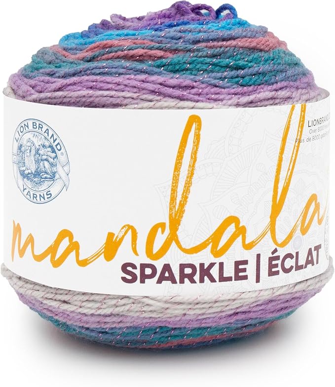 Lion Brand Yarn, Mandala Sparkle Crochet Yarn, Pyxis, Multicolor, 1 Pack