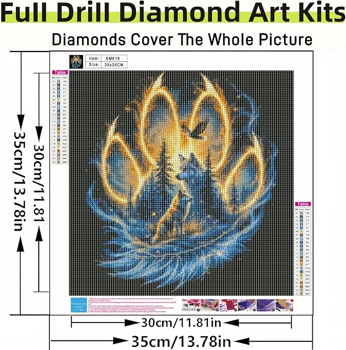 Wolf Diamond Art Kits for Adults, 5D Diamond Painting for Adult Beginners | DIY Full Drill Round Gem Painting Dot Art for Adults, Home Wall Decor 13.78x13.78 Inch