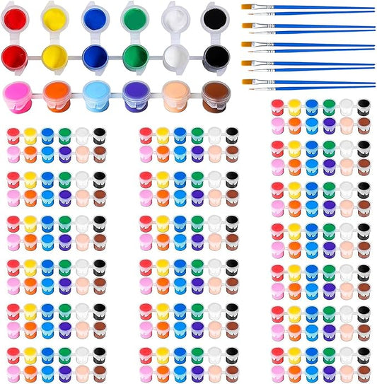 20 Pack Mini Acrylic Paint Set,12 Color Acrylic Paint Strips with 40 Pcs Painting Brushes for Kids&Adults, 280 PCS Kids Paint Set Container Strips Storage for Home Classroom Party Favors Easter Gifts