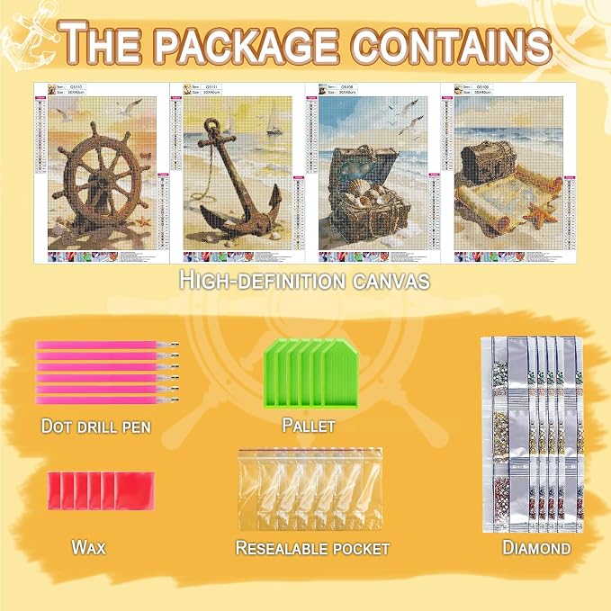 DOTSOPS 5D Treasure Map Diamond Painting Kits for Adults Diamond Art Kits | Crafts DIY Round Full Drill Painting,Gem Art for Beginner,Home Wall Decor Gift 11.8 x 15.7 Inches
