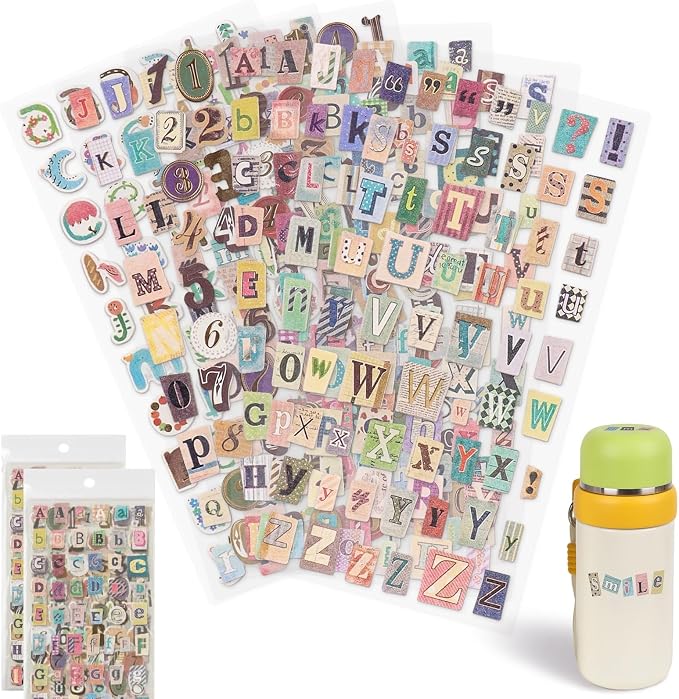 694PCS Vintage Letter Stickers for Scrapbooking, DIY Crafts | Vintage Scrapbook Stickers with Retro Letters and Numbers, Waterproof Vinyl Design for Junk Journals, Diy Crafts and Albums.