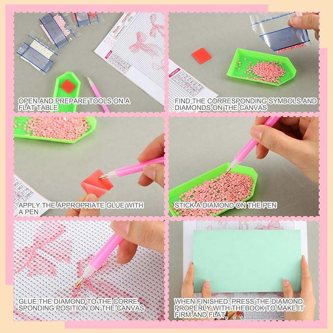 Yeaqee 4Pcs Diamond Art Kits for Adult Gem Painting Kit, Coquette