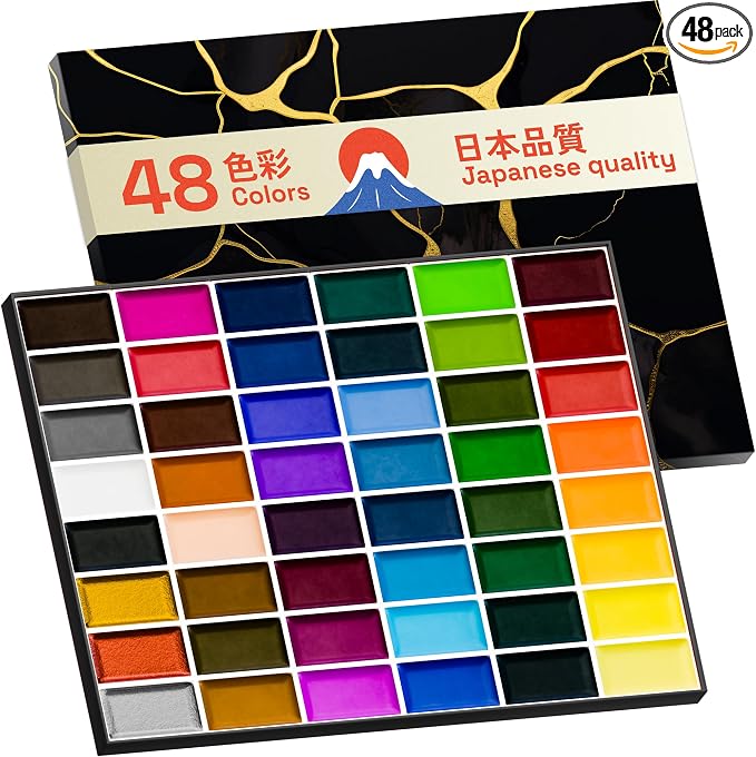 ARTISTRO Professional Watercolor Paint Set for Adults - 48 Pigment-Rich Colors, XL Pans, ASTM-I Lightfastness, High Tinting Strength Watercolor Set for Professionals made by professionals