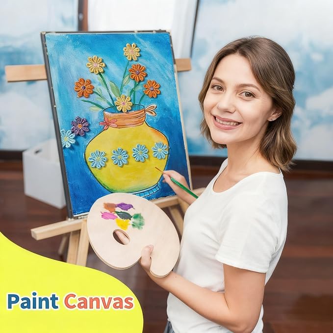 DIY Vase Pre Drawn Canvas Painting Kit, 3-Pack 8x10 Inch Canvas Panels, 40 Tassel Flowers, 8 Acrylic Paints, 3 Brushes & Double-Sided Tape, Creative Art Kit for DIY Projects & Crafting Fun
