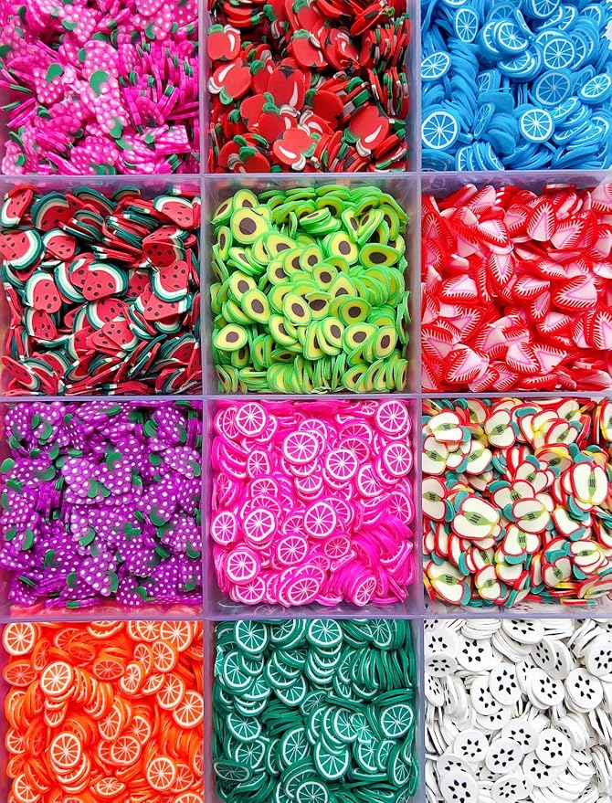 14800Pcs Fruit Nail Art Slices Polymer Fruit Slice 3D Polymer Slices Polymer Clay Slice Colorful Making Supplies for DIY Crafts Nail Art, and Cellphone Decorations(24 Styles)