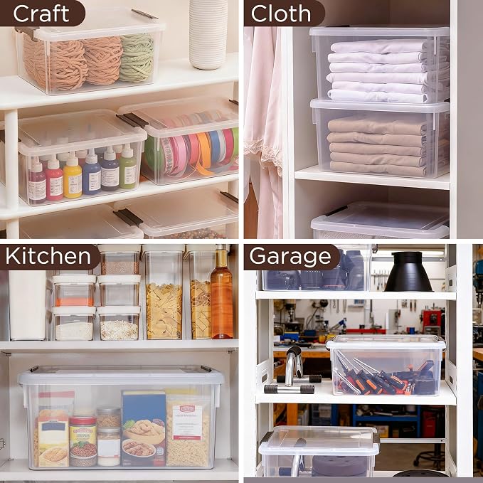 Citylife 17QT Plastic Storage Bins with Lids,5Packs Large Containers