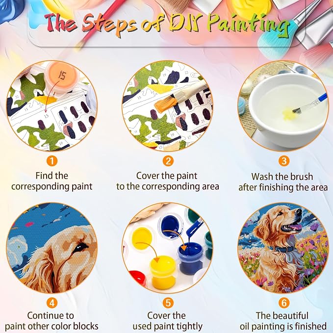 QUITEDEW Paint by Number Kit for Adults Dog,DIY Wall Decor 16x20 Iinch | QUITEDEW Dog Paint by Number Kit for Adults,Paint-by-Number Kits,DIY Colorful Art Painting for Home Wall Decor(Animal)