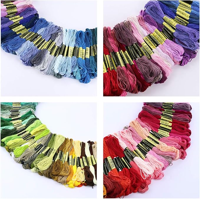 LOVIMAG Embroidery Thread 360pcs Friendship Bracelet String Floss Kit Yarn | Hair Wrap Shirt Lanyard Patterns Crochet Craft Threads Supplies Cross Stitch Sewing Needlepoint Thin Rainbow Beginners
