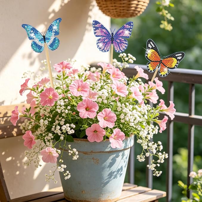 Vcekract 8Pcs Butterfly Diamond Art Kits for Adults, DIY Garden Decor