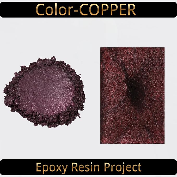 Mica Powder, Copper, 240g with Scoop, Complies with ASTM D-4236 | For Epoxy Resin, Soap, Bath Bomb, Candle| Safety Material| Odorless| Brilliant Colors