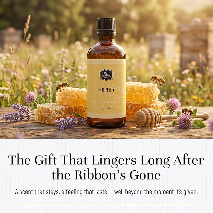P&J Fragrance Oil - Honey Scented 100ml - Candle Scents, Soap Making, Diffuser Oil, Fresh Scents