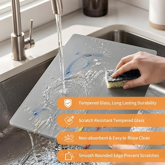 2Pcs 9x12 Inch Neutral Grey Tempered Glass Palette | Airtight Stay Wet Palette Container Scratch-Resistant Color Mixing Palette Glass Artist Palette