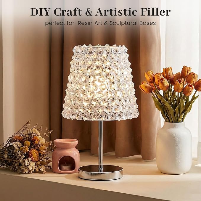 DOMESTAR Clear Fake Ice Rocks, 150 PCS Acrylic Crystal for Vase Fillers