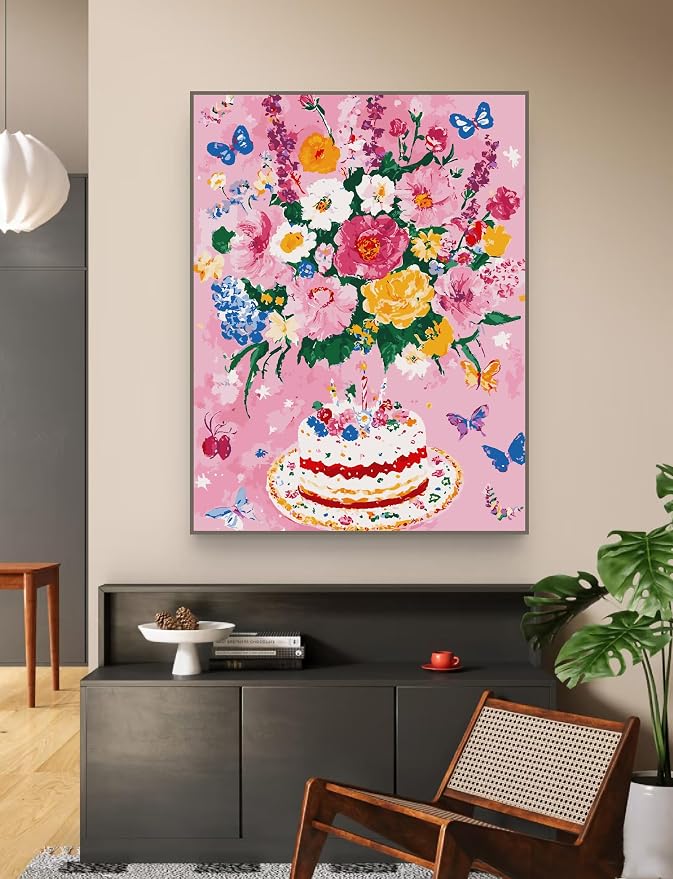 ZRIZQ Flowers Paint by Numbers Kit for Adults Beginner,Birthday,16x20