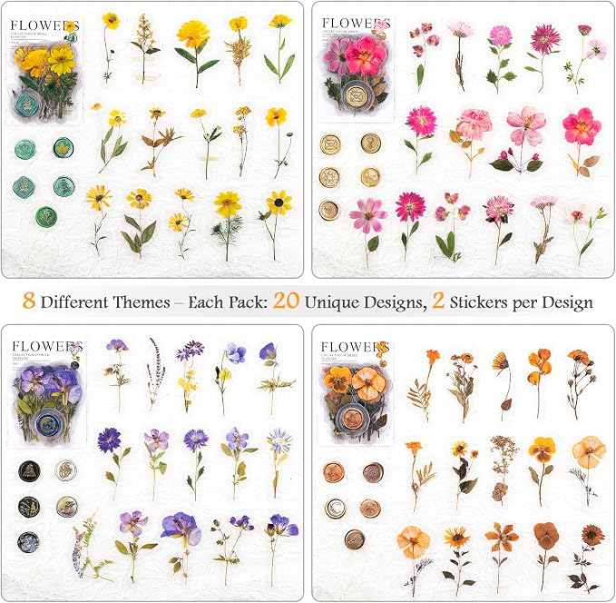 320PCS Pre-Cut Small Floral Stickers Set for Card Making