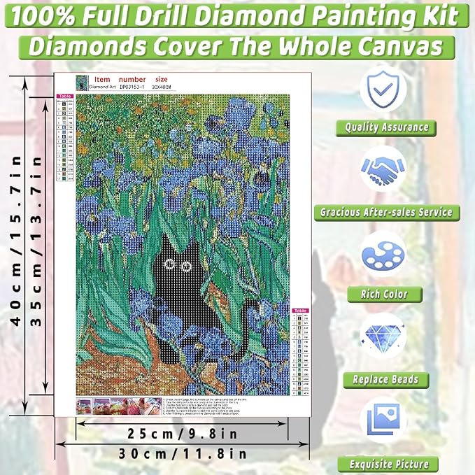 4 Pack Black Cat Diamond Art Kits for Adults Diamond Painting Kit Beginner