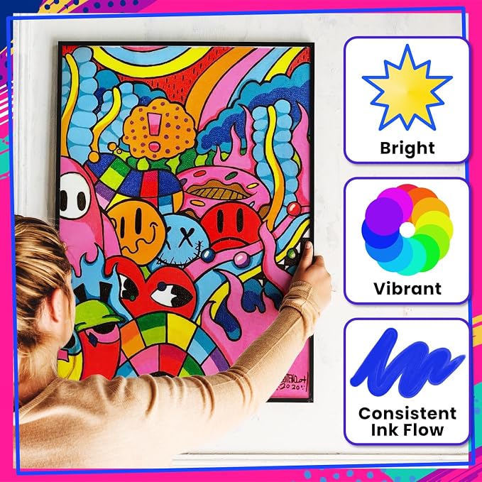 Chalkola 20 Dual Tip Acrylic Paint Markers for Canvas, Rock Painting, Wood | Acrylic Markers Kit for Ceramic, Glass, Fabric, Metal, Books - Permanent & Waterproof Fine Tip Paint Pens for Kids & Adults
