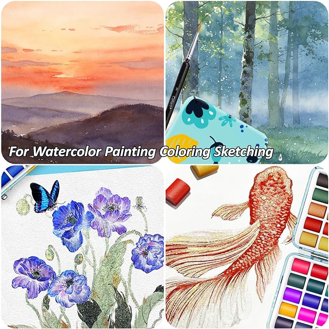 Caliart 100 Colors Watercolor Paint Set, Portable Art Supplies Palette Kit | Travel Metallic Water Color Paints, Art Coloring Painting Gifts for Adults Professionals Beginners Artists