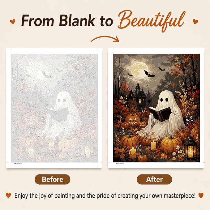AUKELHJ Paint by Numbers Kit for Adults Beginner, Halloween, 16x20 inch | Paint by Number for Adults, Beginner Friendly, High-Definition Color Canvas, Stress Relief, Home Decor, Gifts, Unframed