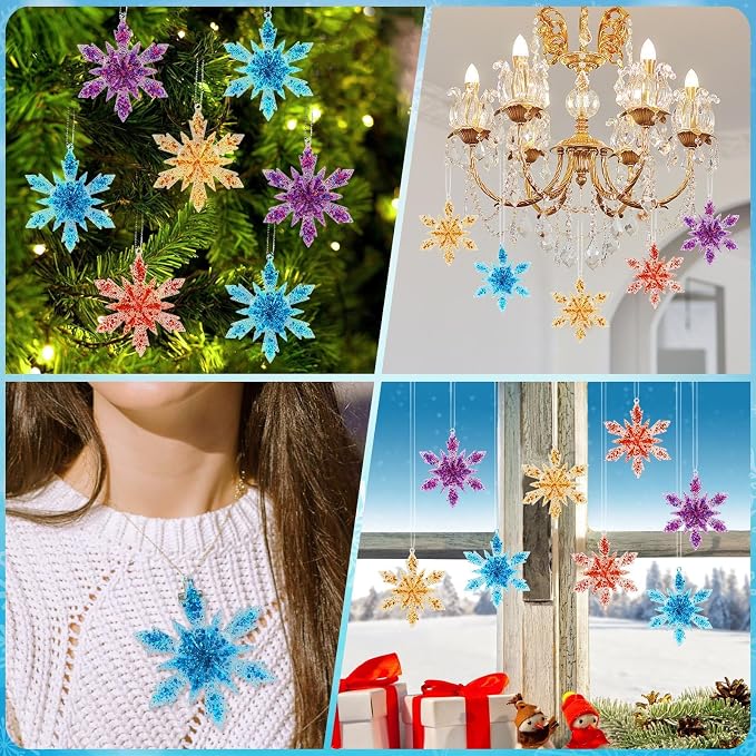 4 Pcs Snowflake Resin Molds, 3D Christmas Snowflake Molds, Christmas Epoxy Resin Mold for DIY Winter Xmas Pendant Decoration