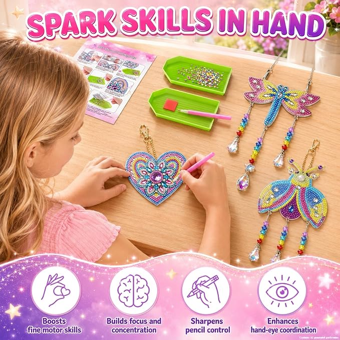 Diamond Art for Kids 8-12, 3 PCS Diamond Art Painting Sun Catcher for Girls