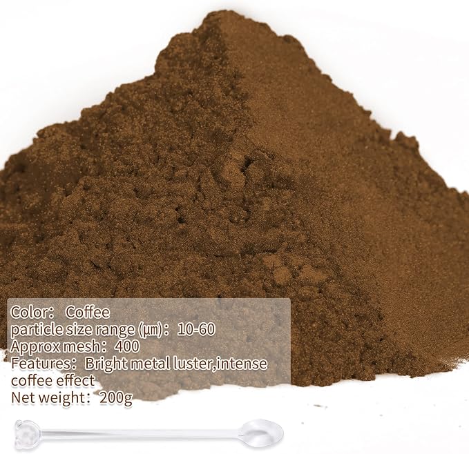 Mica Powder,7.05OZ（200g）,Coffee Mica Powder Pigment for Epoxy Resin，Lip Gloss，Paint，Dye，Soap Making，Nail Polish,Candle Making,Bath Bombs(Coffee)