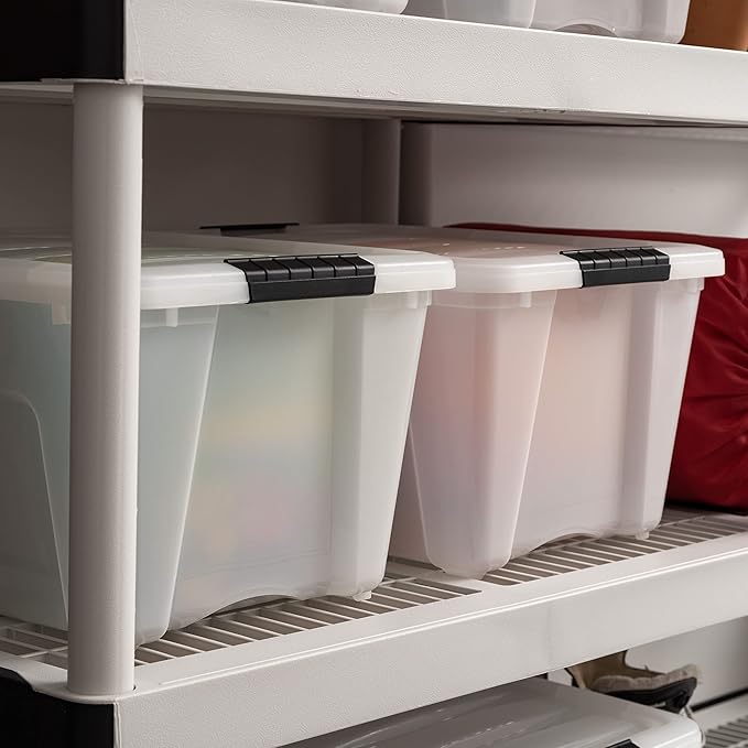 IRIS USA 4-Pack 32 Quart Storage Bins with Lids, Pearl