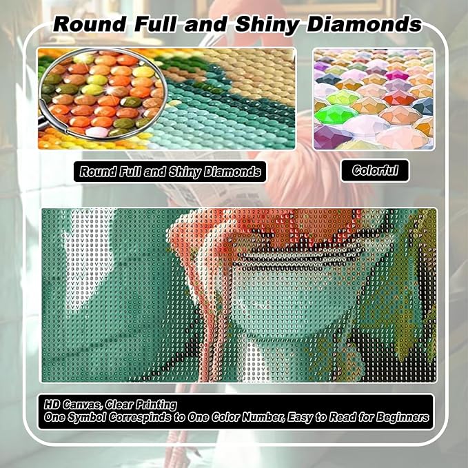 AIBOERL Diamond Art Kits for Adults,Flamingo Diamond Painting Wall Decor | Round Drill Bathroom Diamond Painting for Beginners DIY Rhinestone 5D Diamond dots(Gemstone Craft)Wall Art Gift 12x16IN