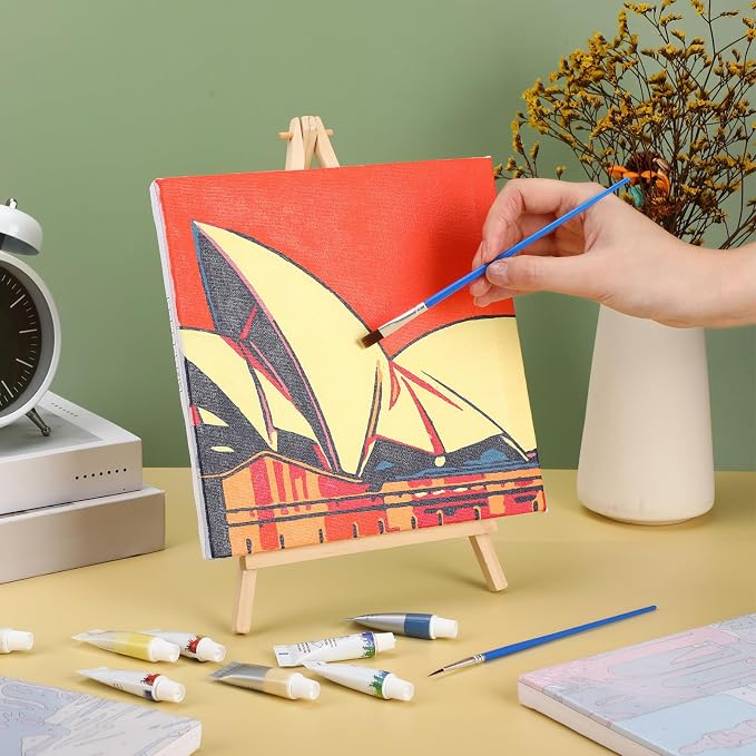 Nezyo 12 Sets Paint by Numbers for Adults with Frame, 8 X 8 Inch | DIY Acrylic Painting Canvas Kit, Ideal for Painting Party Classroom Activity, Beginner Friendly, Birthday Gift Ideas
